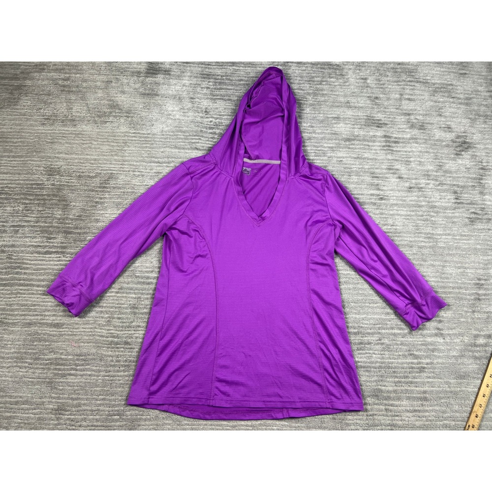 RBX Active Hoodie Womens L Purple V-Neck Ribbed Performance Long Sleeve CR128